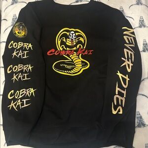 CUSTOM LUX BLK Cobra 🐍 Kai Never Dies Painted Black Yellow Men's Sweatshirt XL